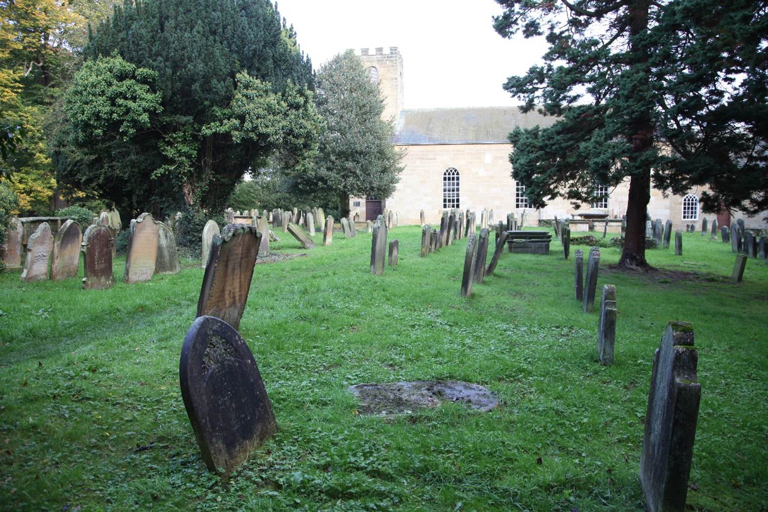A cemetery with many headstones
Description automatically generated